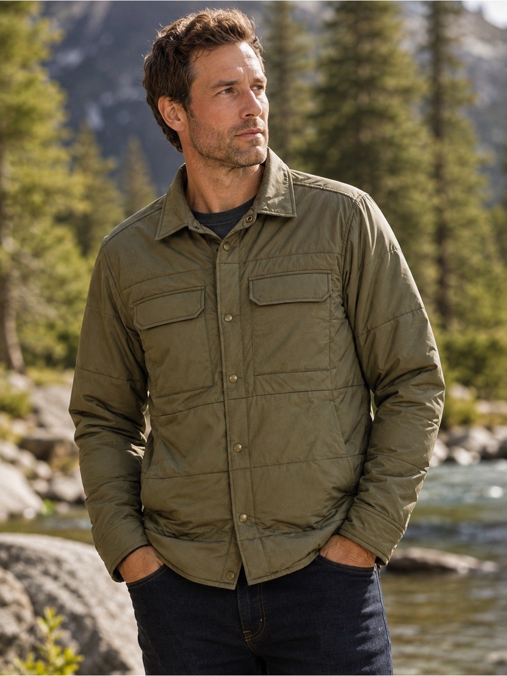 New Madewell Safari Khaki Quilted Shirt Jacket Shacket Mens Small Host Pick